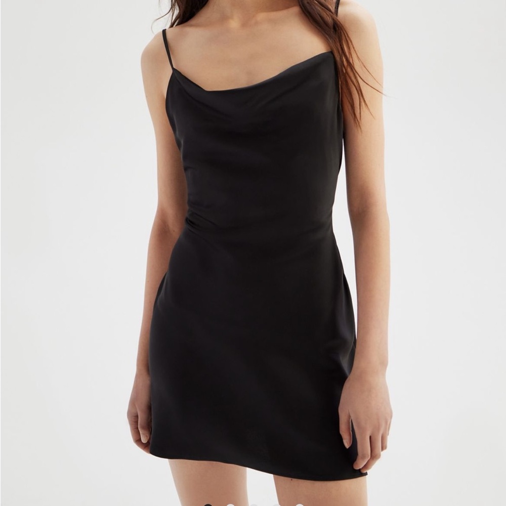 Black cowl neck slip dress